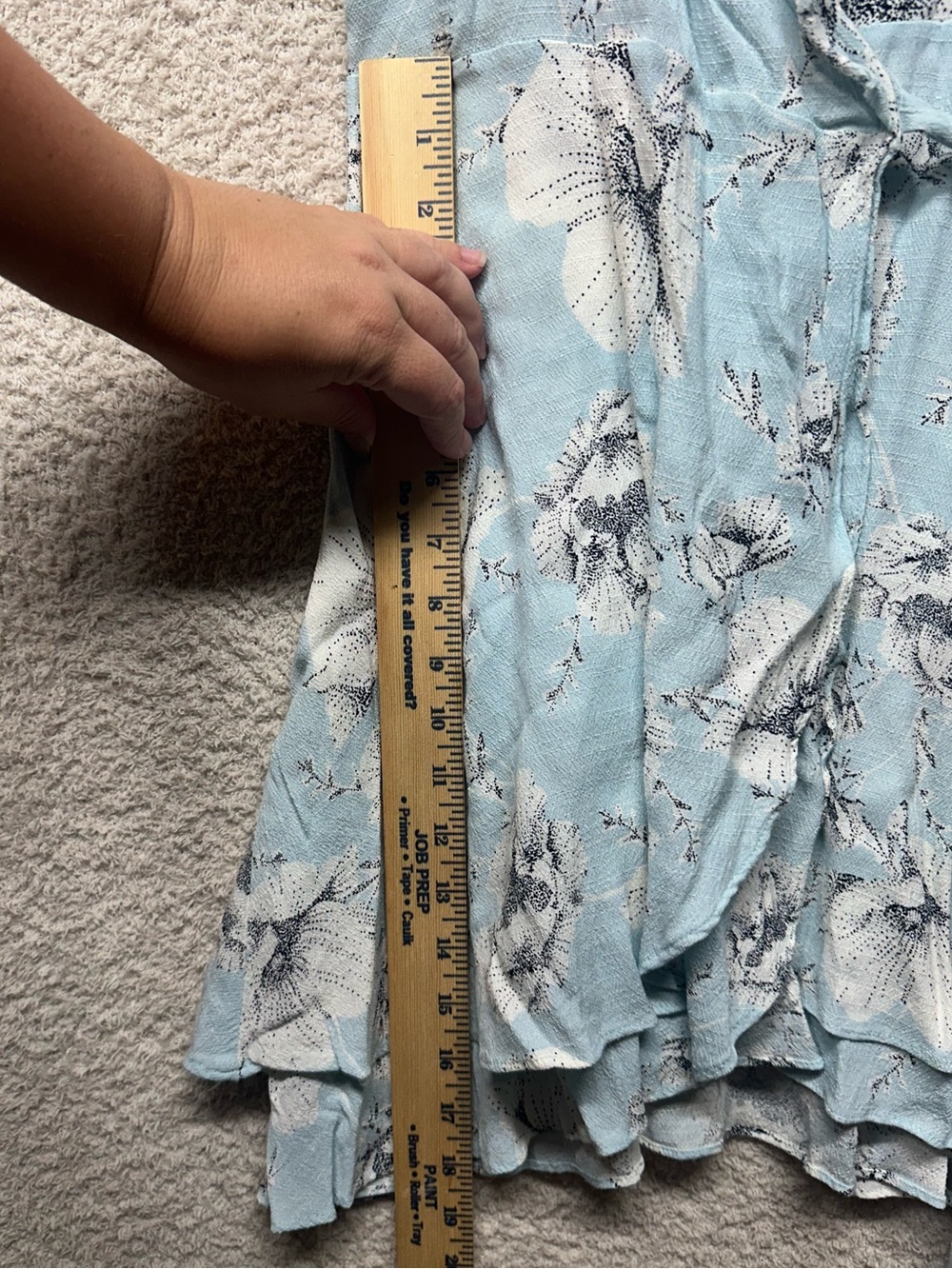 Free People Floral Wrap Dress Size S Blue Floral Ruffle Boho Mini Dress - Picture 9 of 9